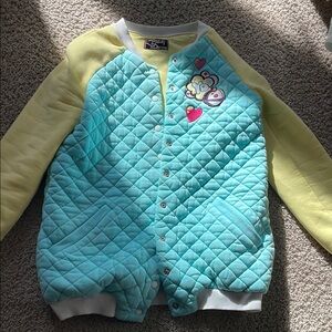 Quilted Blue and Yellow Jacket with Heart Patches